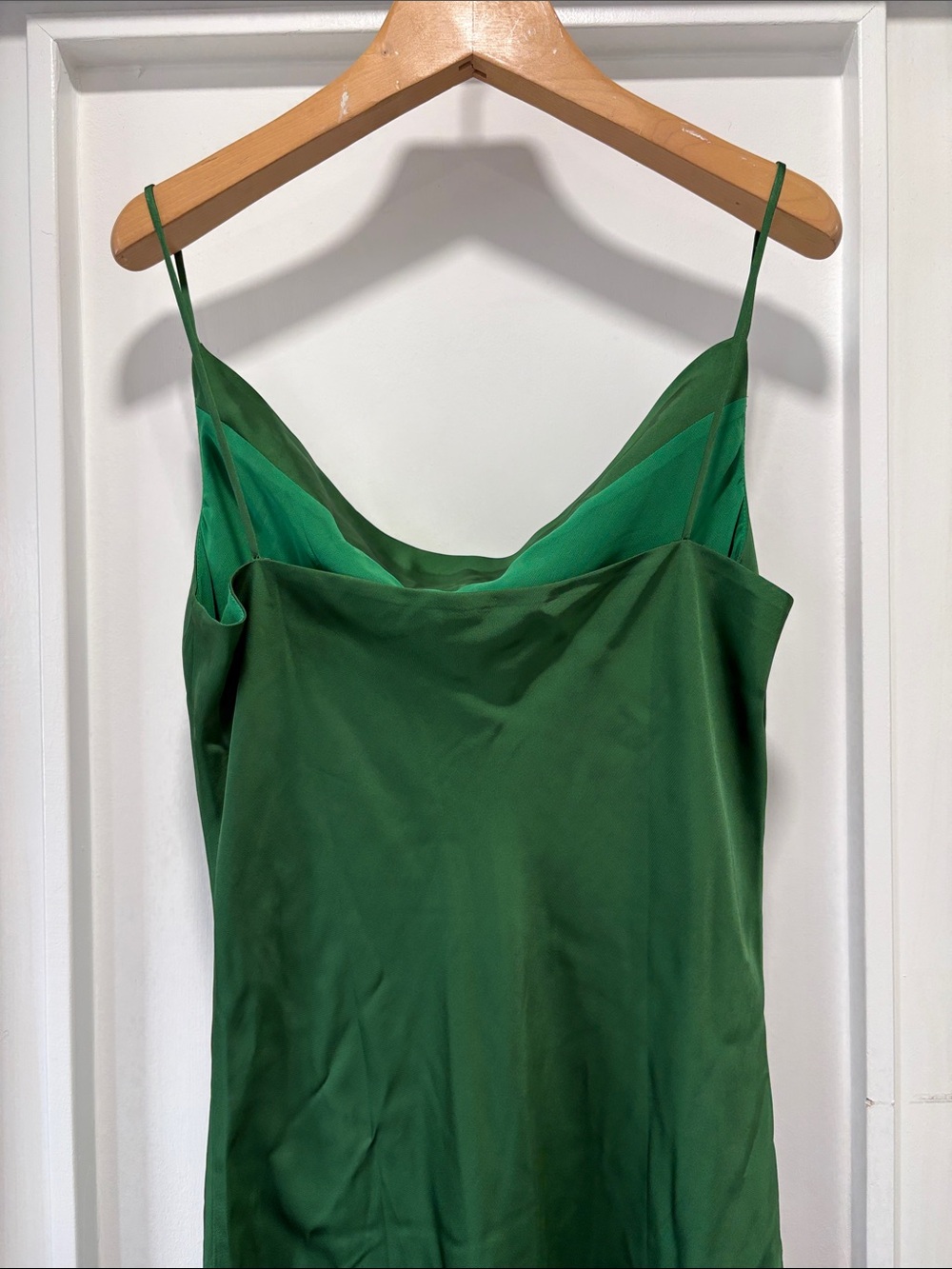 Ann Taylor Green Silky Cowl Neck Maxi Slip Dress Size 8 - Picture 7 of 8